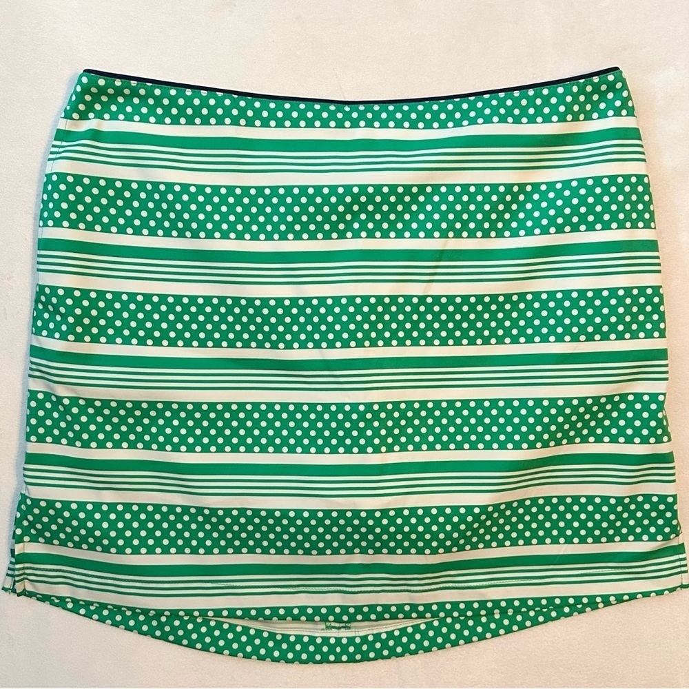 NWT Vineyard Vines Golf Fairway Skort Green Polka Dot Stripe Skirt Shorts 14